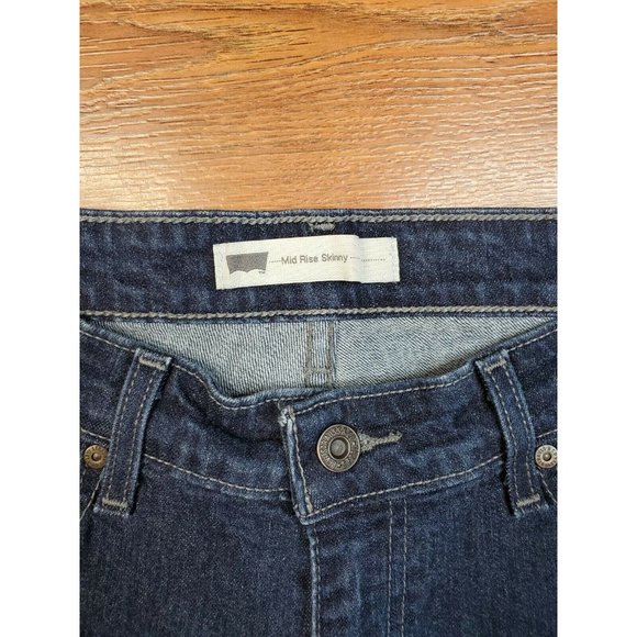 Levis Mid Rise Skinny Denim Jeans Womens Size 10M X 30" Dark Wash Stretch Blue - Picture 2 of 7
